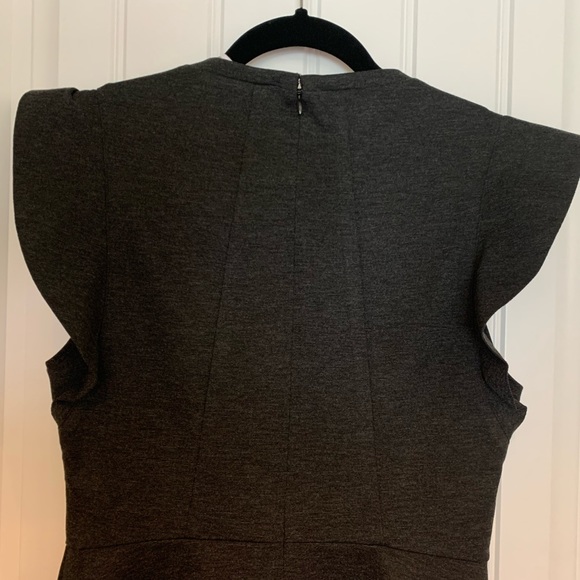 NWT- BCBGeneration Heather Charcoal Ponte Flutter-Sleeve Dress. Size 6 - Picture 8 of 9